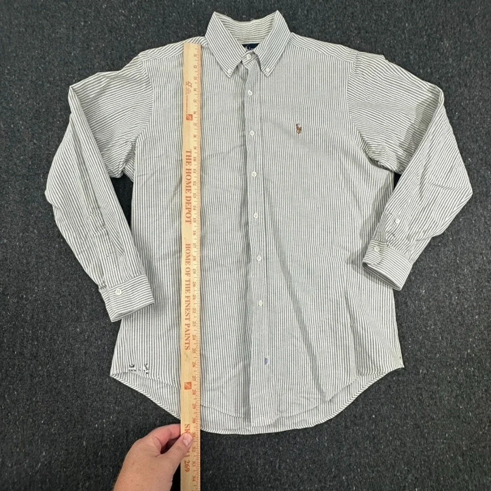 Ralph Lauren button down long sleeve dress shirt Gray striped Mens Size 15.5-33 - Picture 2 of 6